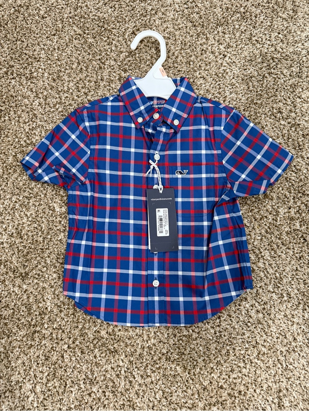 Vineyard Vines Boys Red, Blue & White Plaid Button-Down Shirt